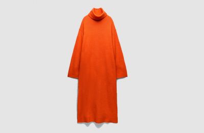 Oversized πορτοκαλί φόρεμα €45.95 από Zara