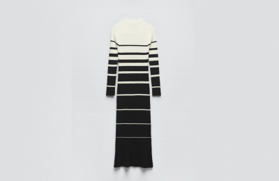 Ριγέ μαυρόασπρο φόρεμα €49.95 από Zara
