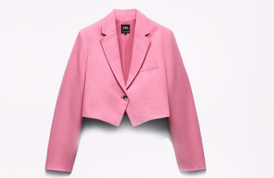 Ροζ cropped blazer από Zara   