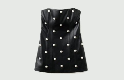 Studded faux leather φόρεμα από Mango