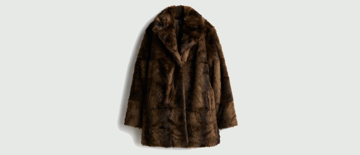 Καφέ faux fur παλτό από H&M