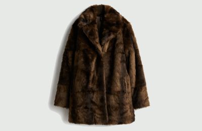 Καφέ faux fur παλτό από H&M